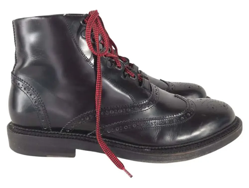 Dsquared2 Leather Wingtip Brogue Boots US 9 IT 42 Mens Black Lace Up $950